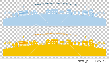 城市景觀輪廓圖，可持續形象（藍色和橙色） 98085342