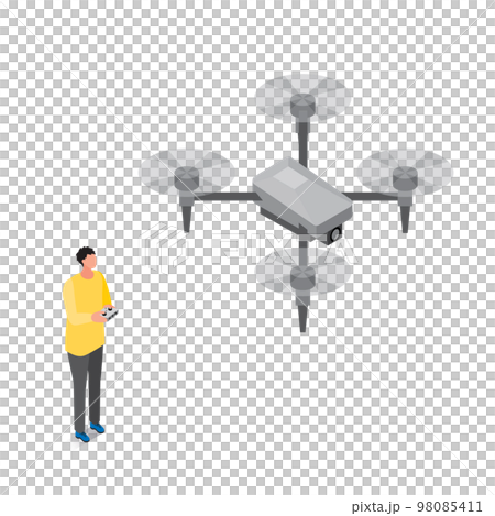 アイソメトリック_ドローンを操縦している男性のイラスト 98085411