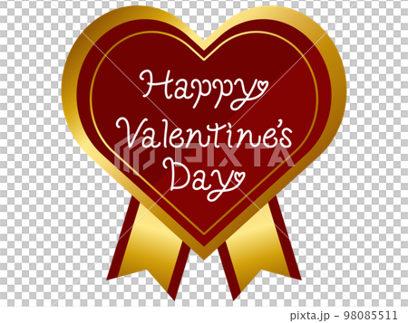 Heart and ribbon Valentine's Day logo Handwritten characters Heart and ribbon Valentine's Day logo Handwritten characters 98085511