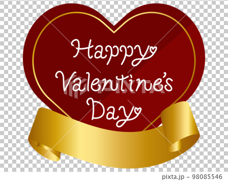 Heart and ribbon Valentine's Day logo Handwritten characters 98085546