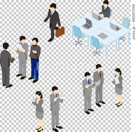 Business isometric office male female person illustration material set 98085569