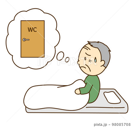 寝ている間のトイレを気にするシニア男性 98085708