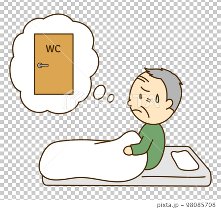 寝ている間のトイレを気にするシニア男性 98085708