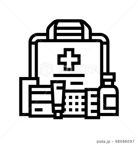 first aid kit health line icon vector illustration 98086097