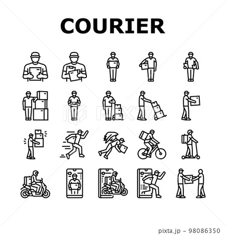 courier delivery service shipping icons set vector 98086350