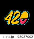 420 Sign With Red Stoned Eye Cannabis T-shirt Design in Cartoon Graffiti Style Illustration. 98087002