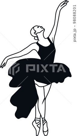 Watercolor dancing ballerina black lines. Isolated dancing ballerina.Hand drawn classic ballet performance, pose.Young pretty ballerina women illustration. Can be used for postcard and posters. Watercolor dancing ballerina black lines. Isolated dancing ballerina.Hand drawn classic ballet performance, pose.Young pretty ballerina women illustration. Can be used for postcard and posters. 98088201