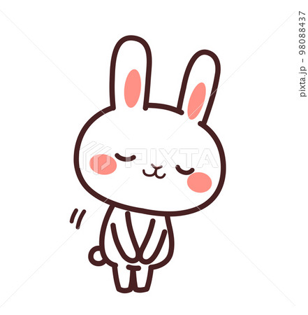 お辞儀する兎のかわいいキャラクター 右向き イラスト素材 お辞儀する兎のかわいいキャラクター 右向き イラスト素材 98088437