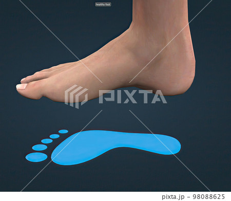 Healthy foot and blue footprint Healthy foot and blue footprint 98088625