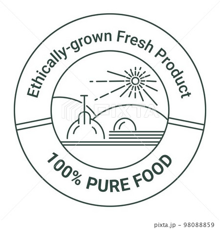 Ethically grown fresh product, pure food label 98088859