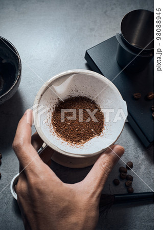 coffee powder in the dripper for make coffee 98088946