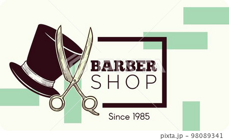 Business card of barber shop service, vectors 98089341