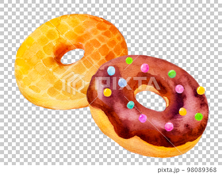 水彩イラスト　チョコレートドーナツ　ドーナツブーム 98089368