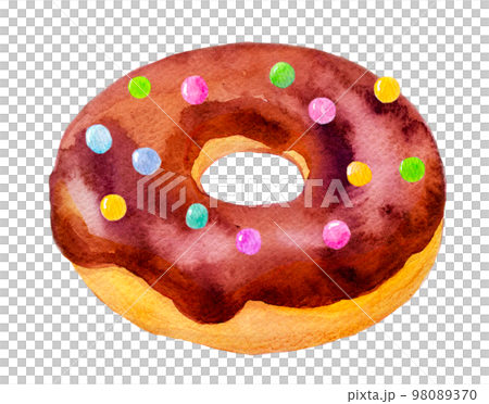 Watercolor illustration chocolate donut donut boom 98089370