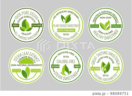 Sticker set design for stevia sweetener product Sticker set design for stevia sweetener product 98089751