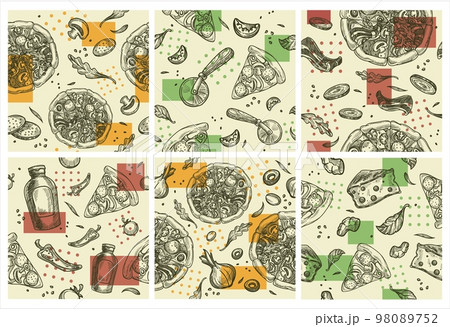 Background decoration pattern set with pizza Background decoration pattern set with pizza 98089752