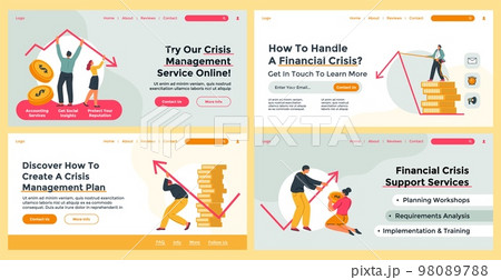 Web banner design set with crisis management work Web banner design set with crisis management work 98089788