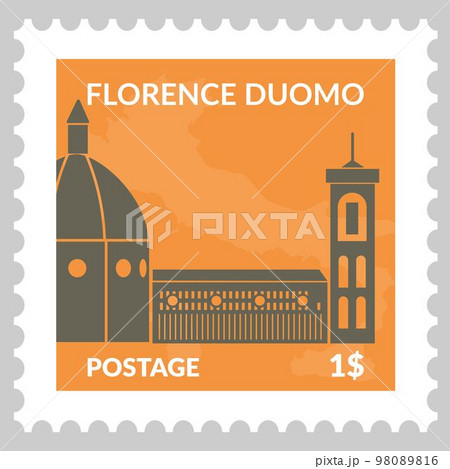 Florence duomo postal card or mark price, vector 98089816