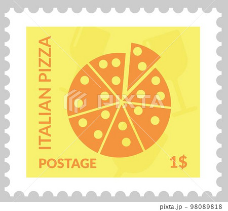 Postmark or postcard with Italian pizza cuisine 98089818