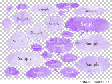 紫色蓬鬆的雲形氣球水彩素材 98090063