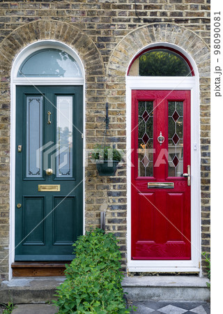Two colorful doors. Decision, concept of the important choice in life 98090081