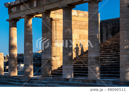 Doric columns in Lindos acropolius in Rhodes island in Greece 98090511