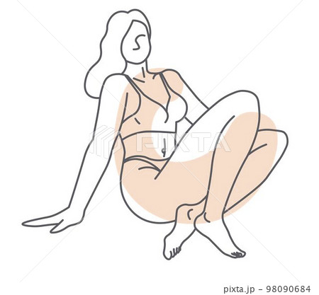 Body shape, female character in underwear sketch 98090684