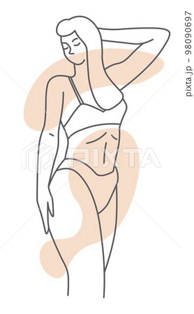 Body of sensitive female character, sketch vector Body of sensitive female character, sketch vector 98090697