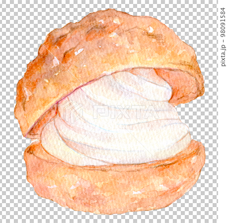 水彩插圖奶油泡芙 98091584