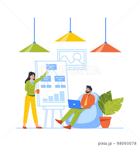 Business Presentation or Coworking Project Development Concept with Characters in Office, Financial Consultation 98093078