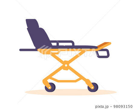 Medical Bed, Gurney or Stretchers Isolated on White Background. Hospital Equipment for Transportation of Injured Patient 98093150