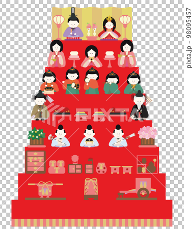 ひな祭りのかわいい雛人形7段飾り ひな祭りのかわいい雛人形7段飾り 98095457