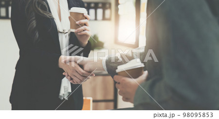 Business people handshake with business partners. Successful business concept. shaking hand after deal concept 98095853