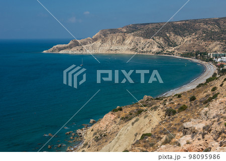 Sea and coastline view from a rocky height Sea and coastline view from a rocky height 98095986