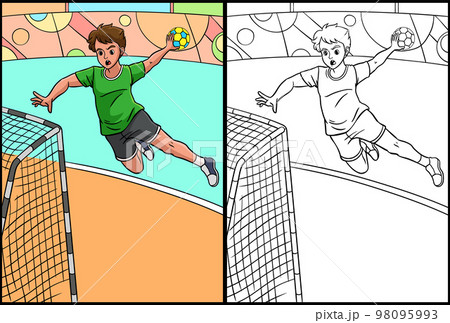 Handball Coloring Page Colored Illustration 98095993
