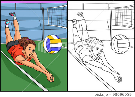 Volleyball Coloring Page Colored Illustration 98096059