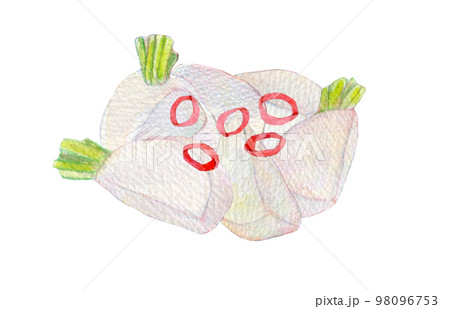 水彩イラスト　カブのお漬物　つけもの 98096753