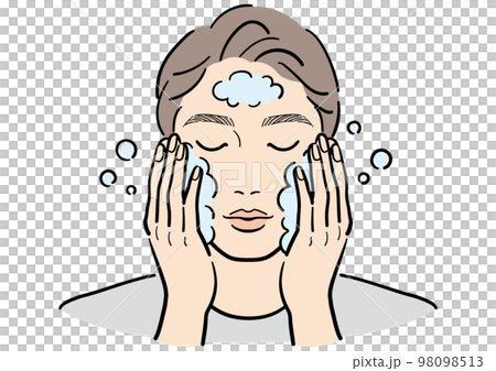 顔を洗っている若い男性 98098513