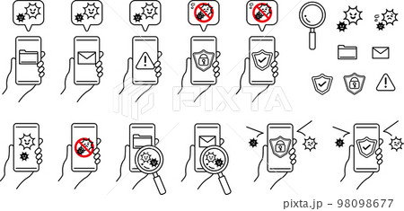 スマートフォン　アイコン　ウイルス　セキュリティ　セット 98098677