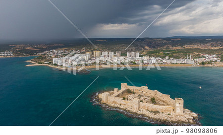Maidens Castle Kiz Kalesi Drone Photo, Erdemli Mersin, Turkey 98098806