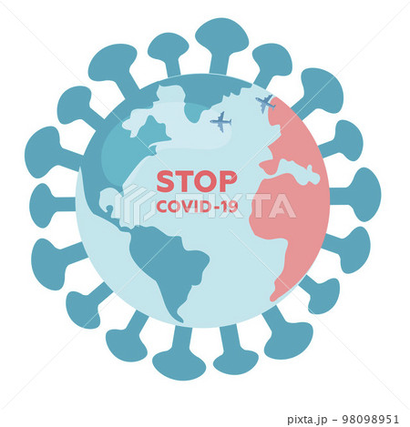 Planet earth in the form of a coronavirus. Virus spreading all around the world. 2019 Novel Coronavirus. 2019-nCoV. Covid-19 outbreak. Vector flat design. 98098951