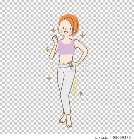 ダイエットに成功した若い女性 98099379