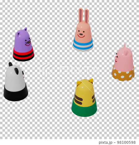 玩具動物開會的 3D 插圖 98100598