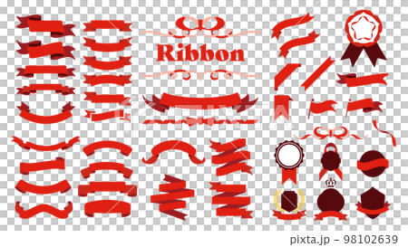 red ribbon. Title headline material set 98102639