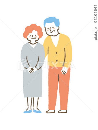 並んでいる高齢夫婦_色 並んでいる高齢夫婦_色 98102642