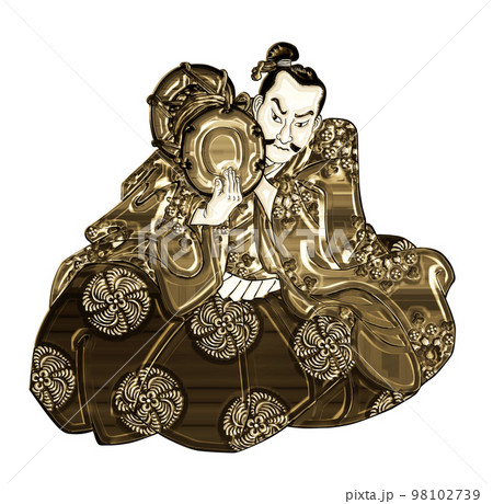 浮世絵　小鼓をうつ男性　その2　ゴールドバージョン	 98102739