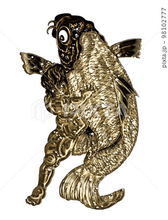 浮世絵　金太郎と鯉　ゴールドバージョン	 98102777