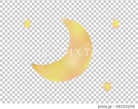 A cute hand-drawn crescent moon and star illustration like a fairy tale world A cute hand-drawn crescent moon and star illustration like a fairy tale world 98103209