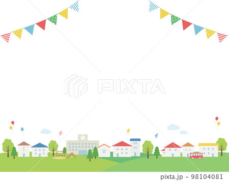街並みとガーランドのフレーム 街並みとガーランドのフレーム 98104081