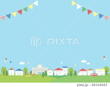 街並みとガーランドの背景フレーム 街並みとガーランドの背景フレーム 98104083